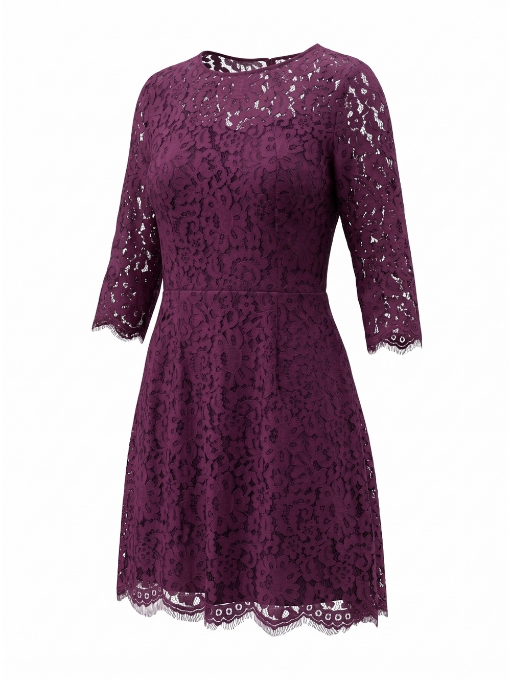 Temperley London Burgundy Cotton Lace Sheath Dress 3/4 Sleeve US 8 UK 12
